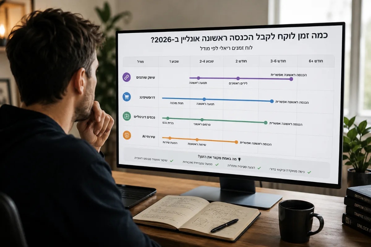 תמונת נושא: כמה זמן באמת לוקח להגיע להכנסה ראשונה מהדיגיטל?